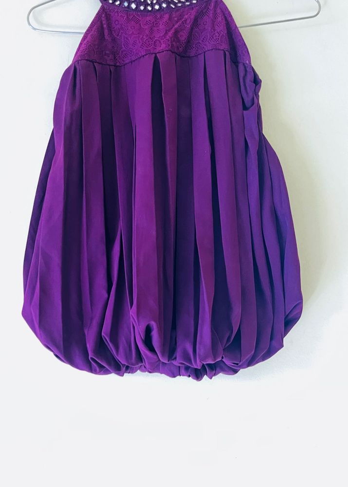 Purple Pleated Dress