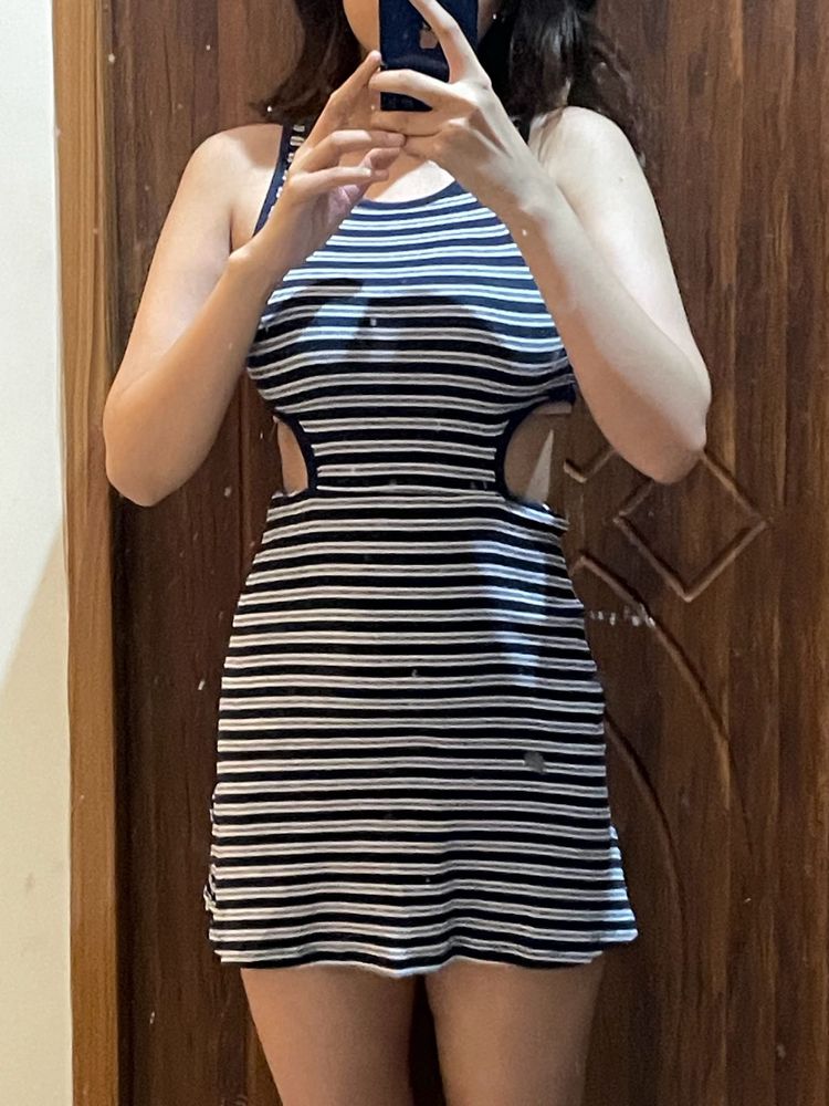 H&amp;M Blue Ribbed Jersery Dress