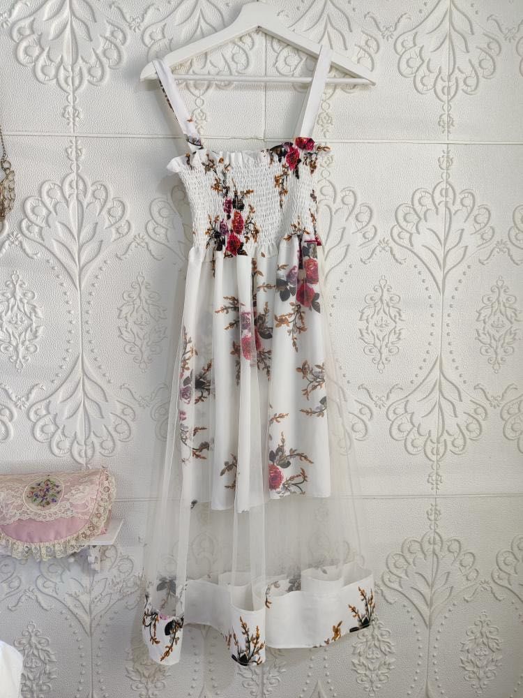 Floral Dress with Mesh Details
