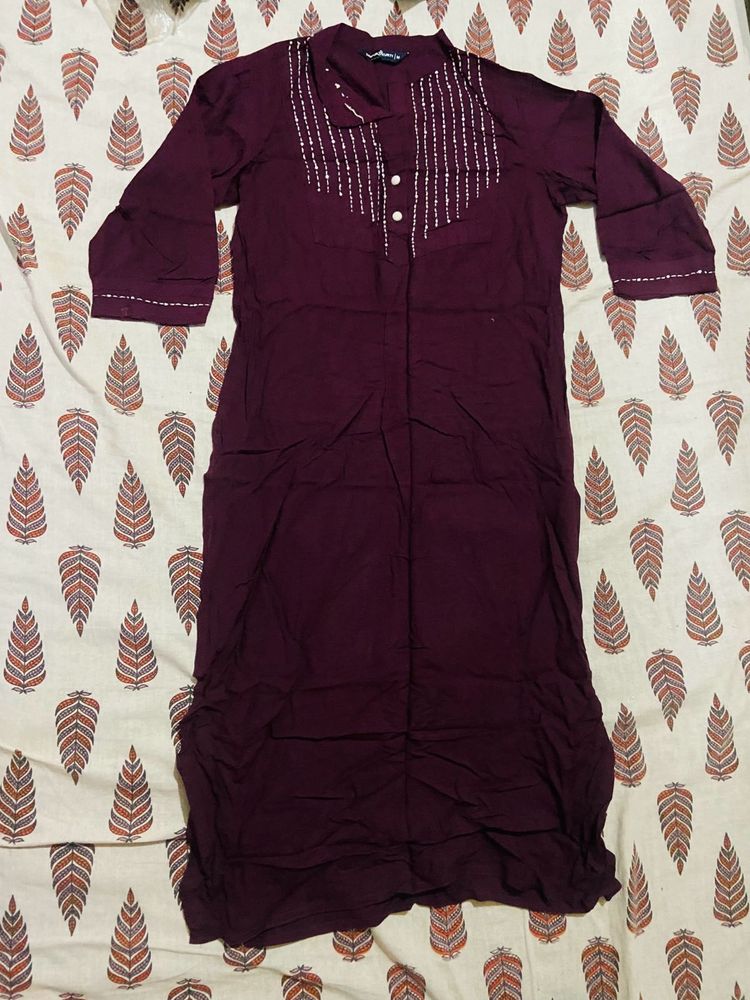 Burgundy Embellished Kurti