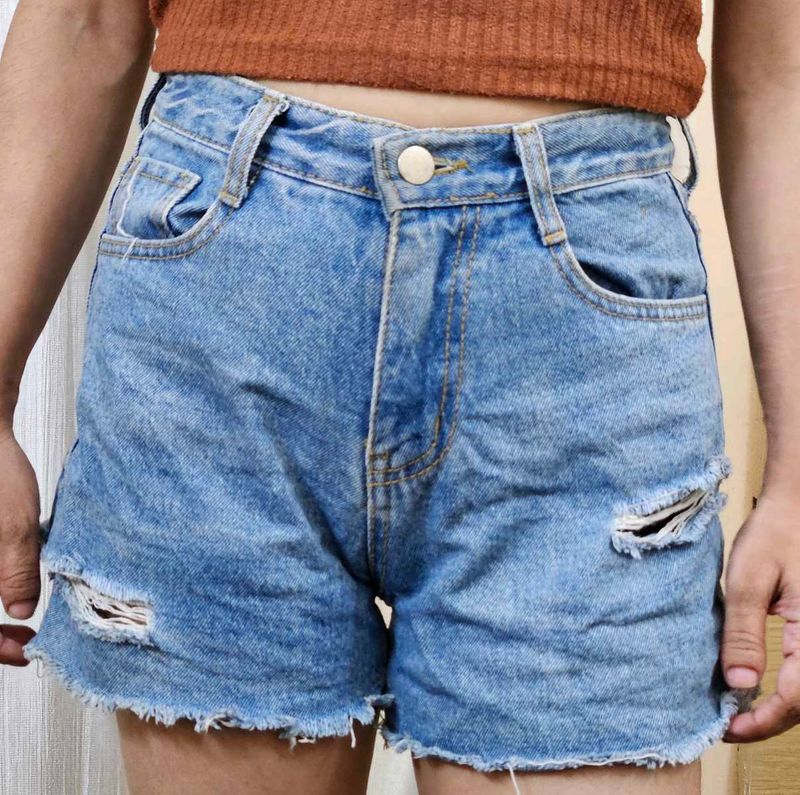 Distressed Denim Shorts