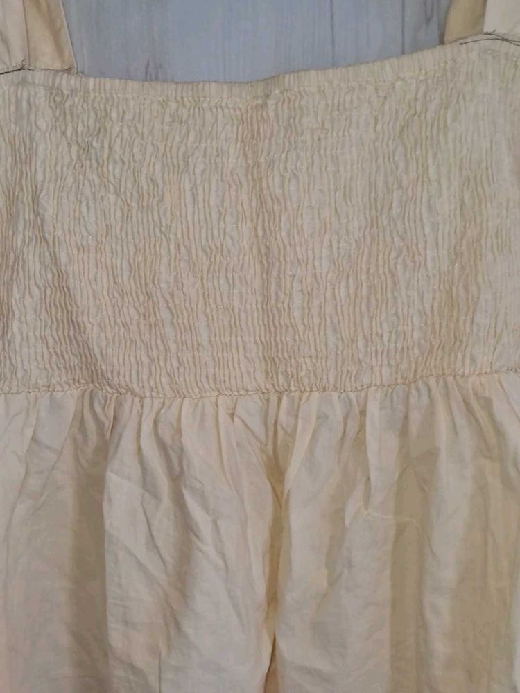 Beige Smocked Top