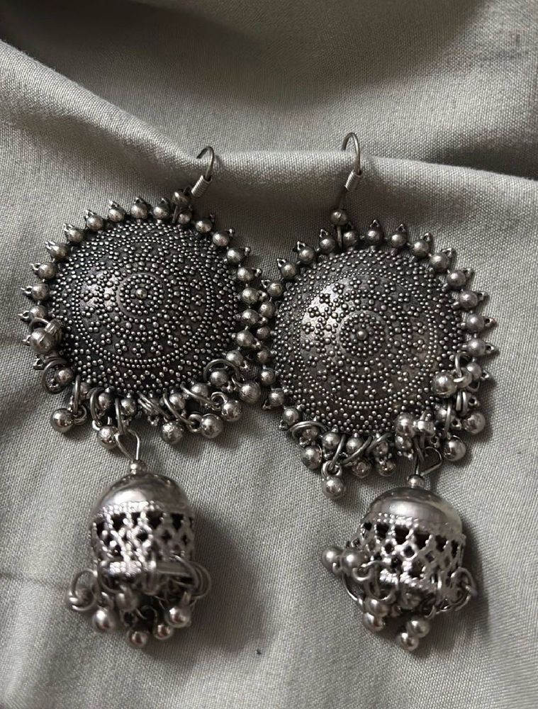 Oxidized Jhumka Earrings