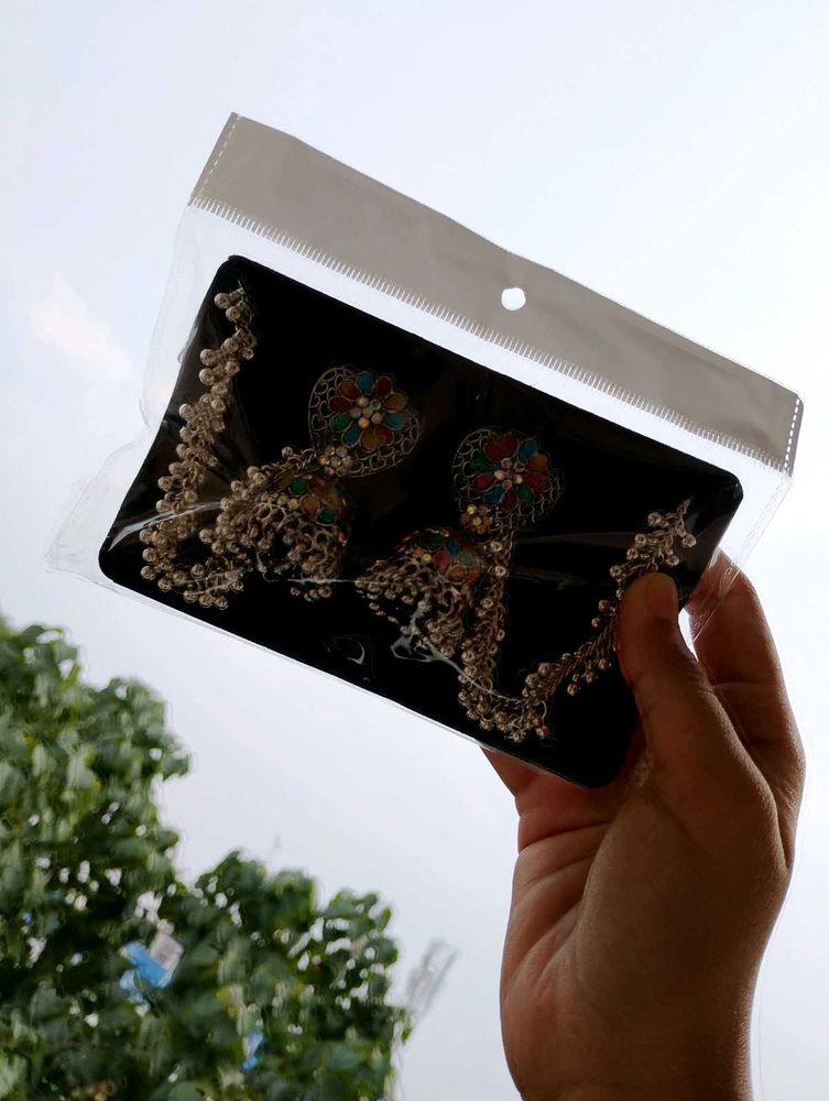 Colorful Oxidized Jhumka Earrings