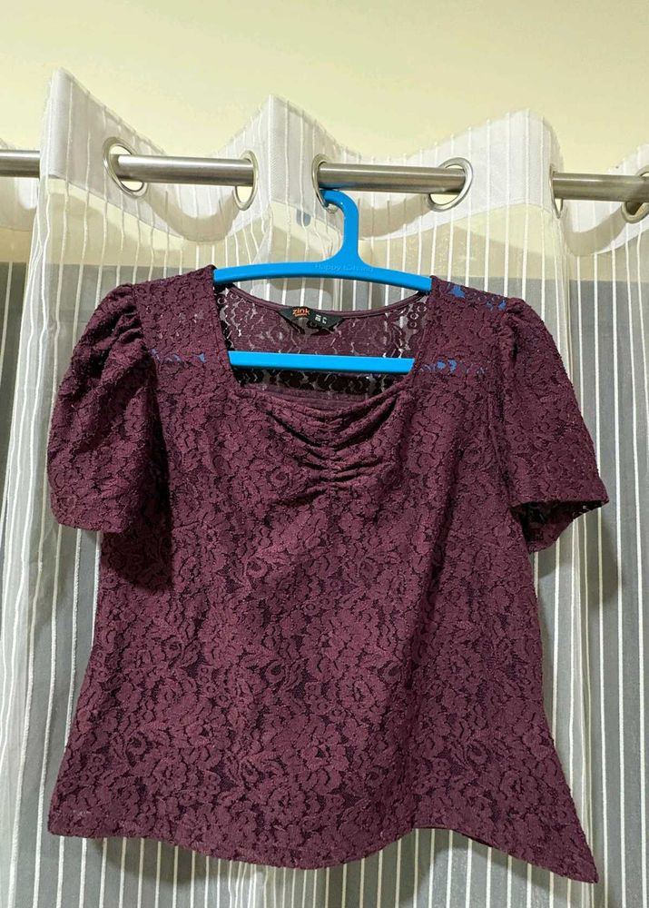 Burgundy Lace Top