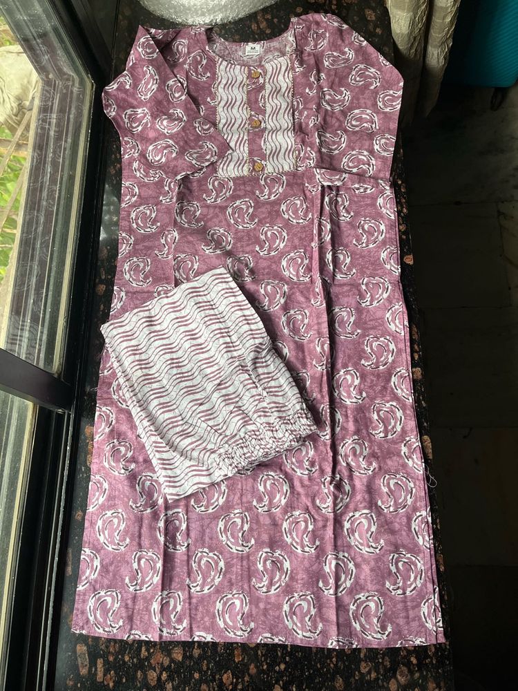 Mauve pink kurta pant set