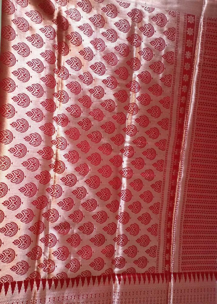 Elegant Red &amp; Olive Saree