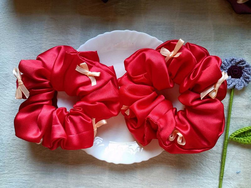 Red Satin Scrunchies