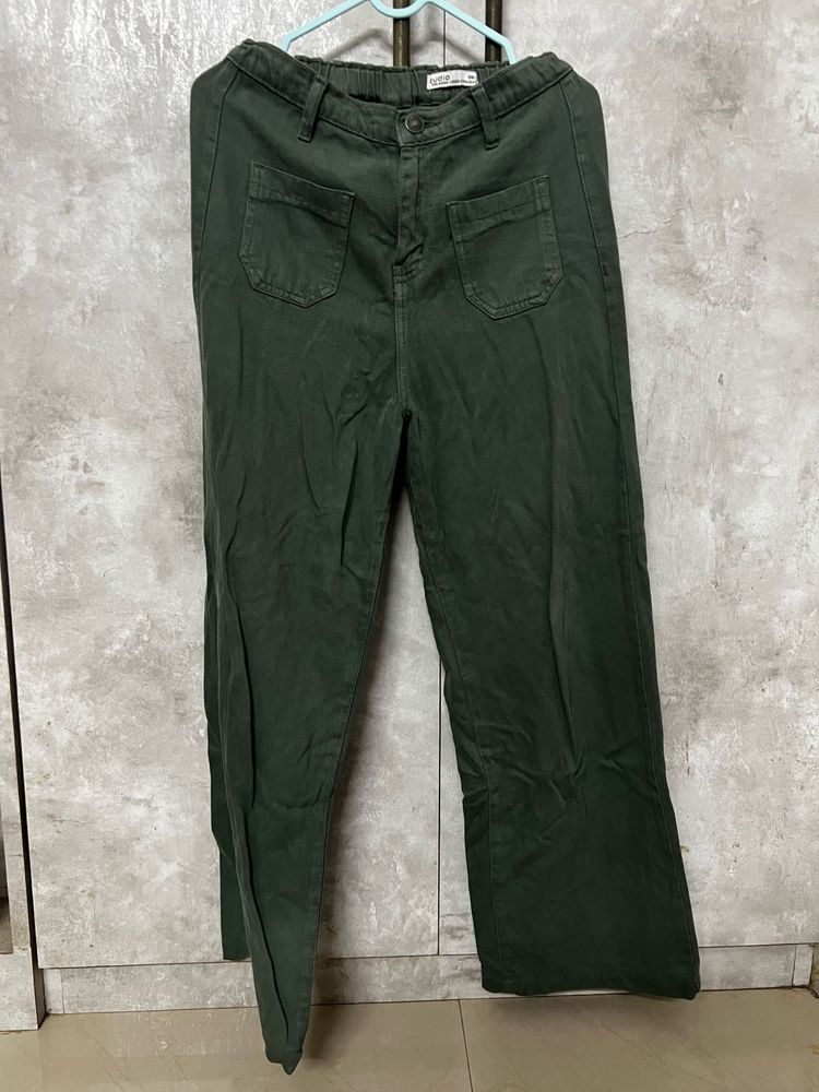Zudio Olive Green Straight Pants