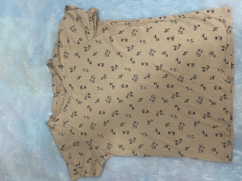 🌼 Soft Beige Floral Tee | Everyday Elegance 🌼