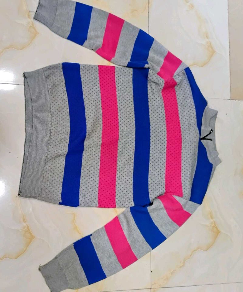Striped Knit Quarter Zip Sweatshirt