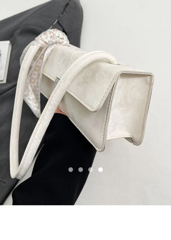 Ivory Shoulder Bag with Scarf Detail