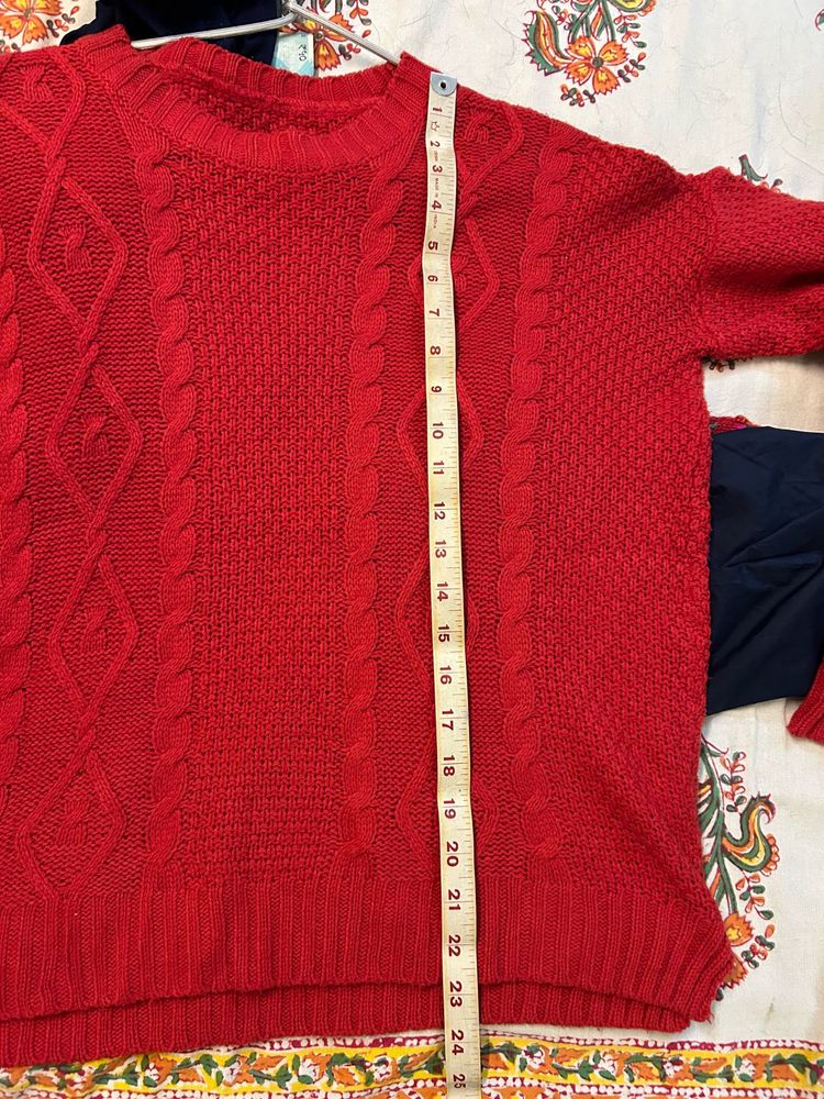 Red Cable Knit Sweater