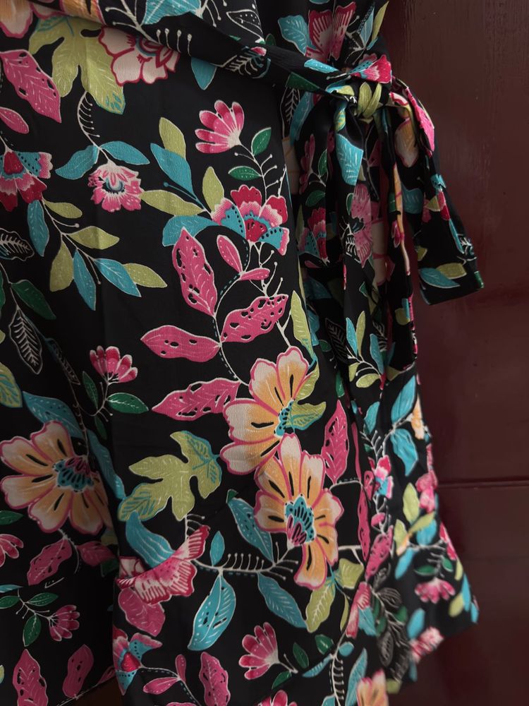 Floral Print Wrap Dress