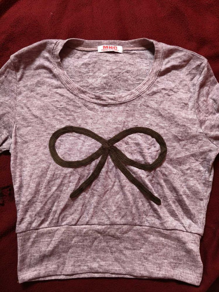 MNG Korean Bow Crop Top - Cute &amp; Casual