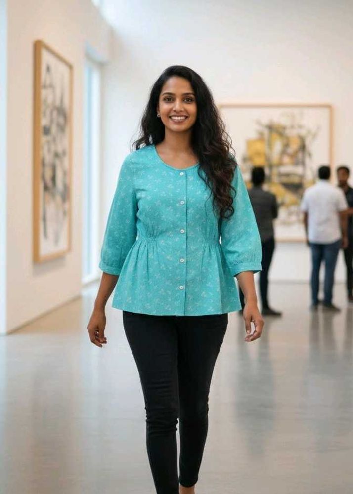 Beautiful Cyan Coloured Top For Women