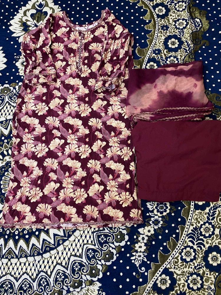 Floral Maroon Salwar Kameez