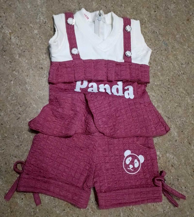 0-6 month baby stylish panda print dress set
