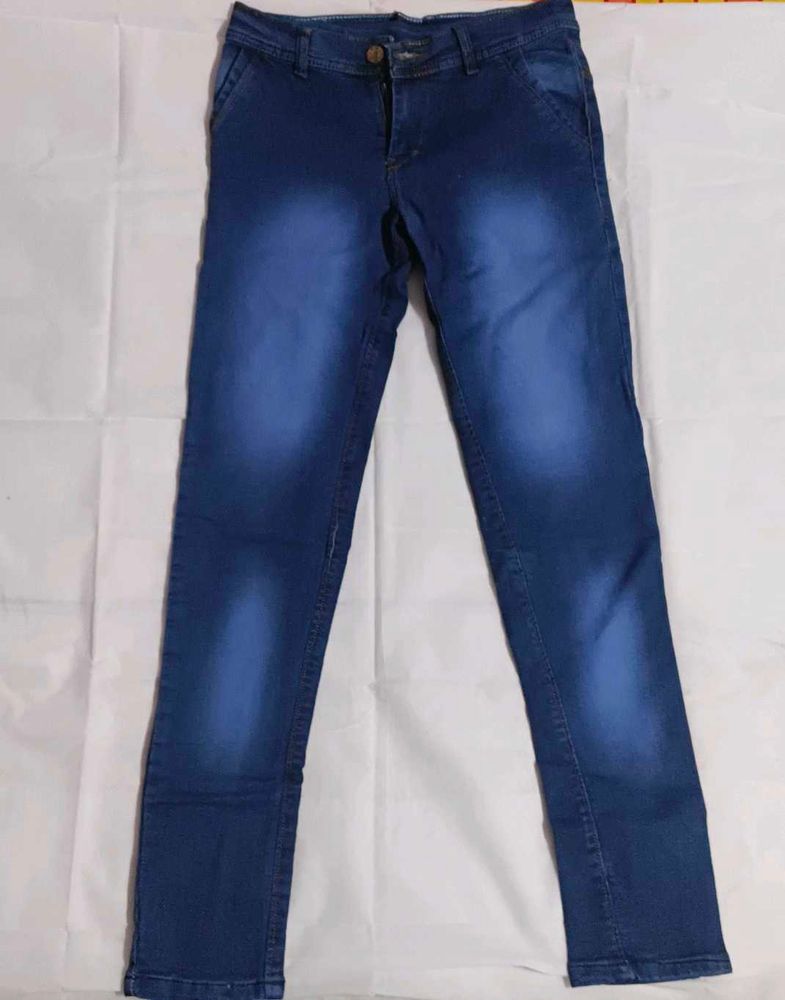 Mens Slim Fit Blue Washed Jeans