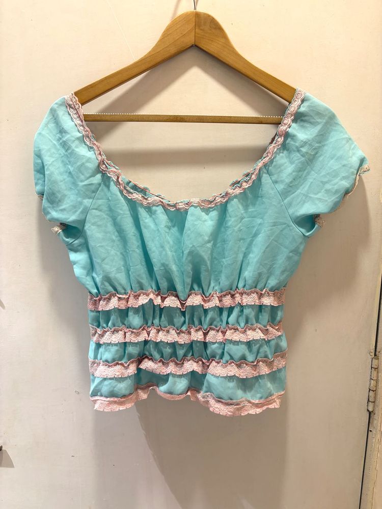 Cute Lace Trim Imported Top