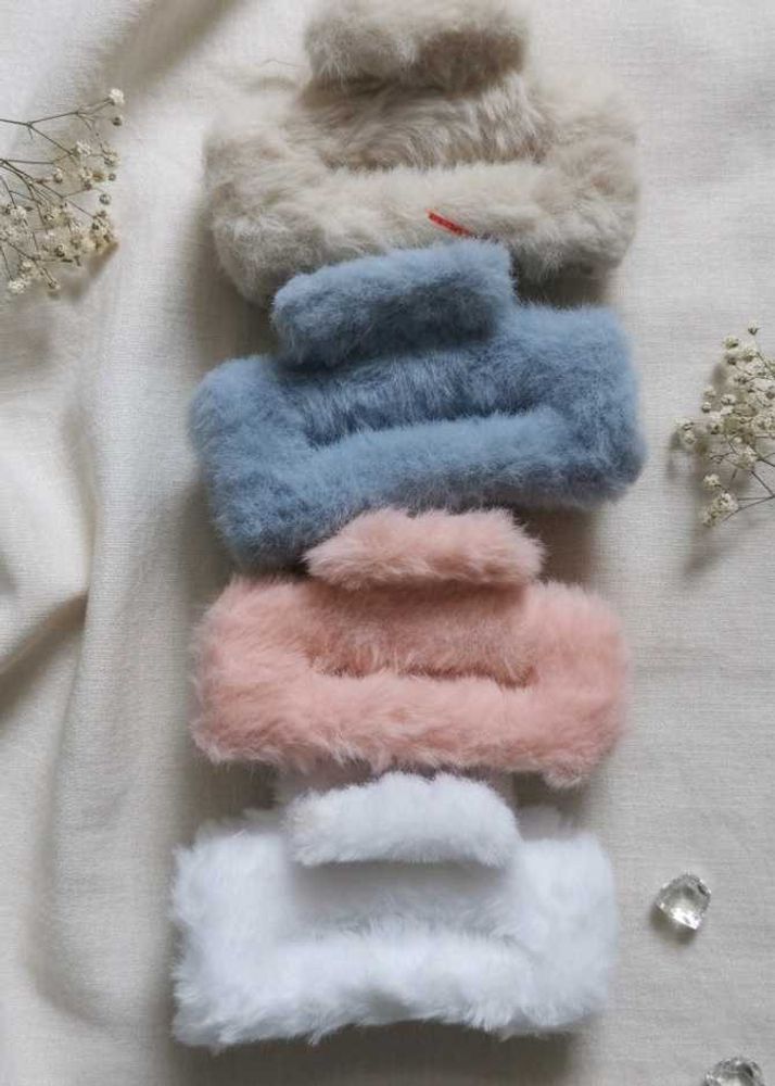 Fluffy Hair Clips - Set of 4
