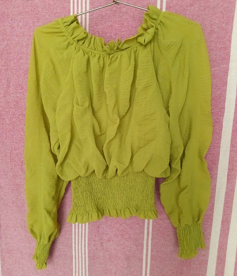 Green Ruffle Blouse🌸Free delivery