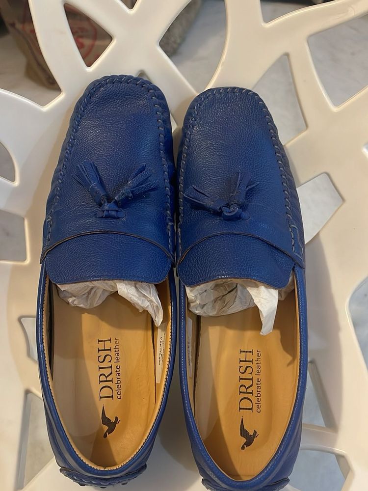 Drish Blue Leather Loafers