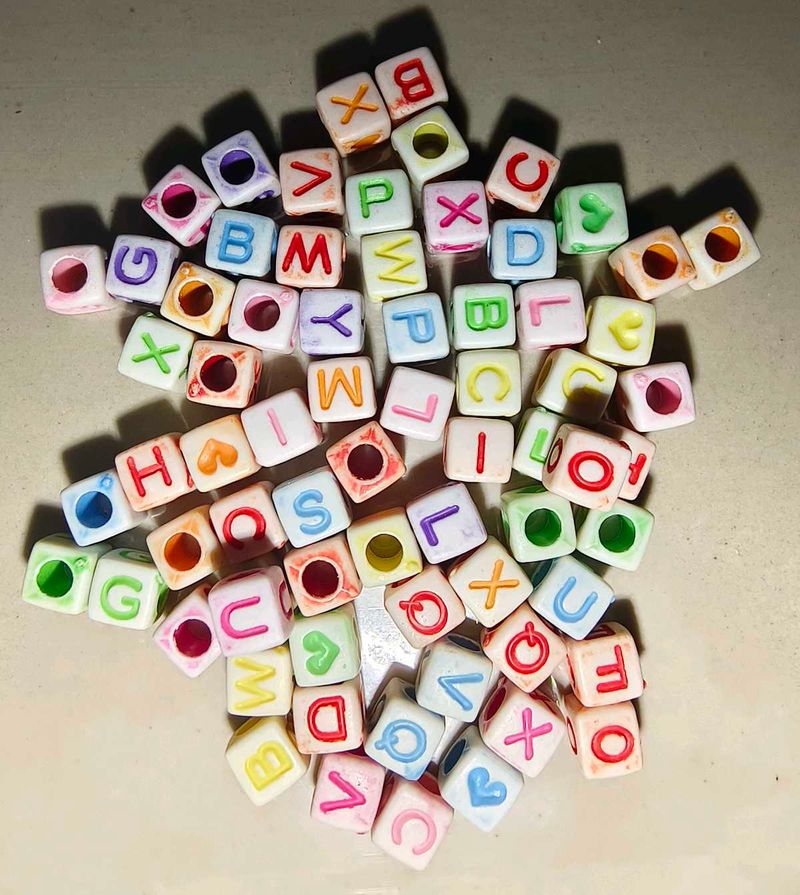 Alphabet Cube Beads 100 pieces approx