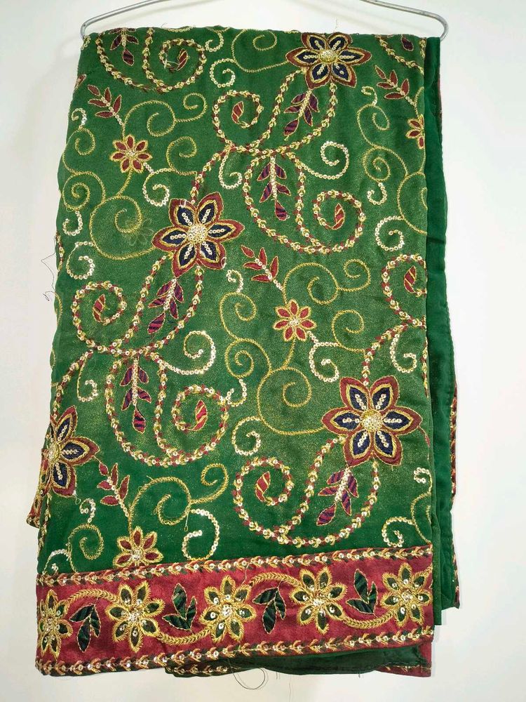 Green Embroidered Saree with bust size blouse 34