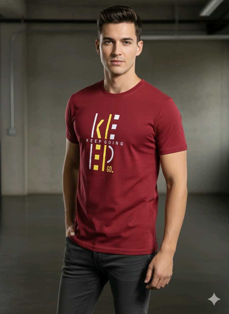 Maroon Graphic Print T-shirt