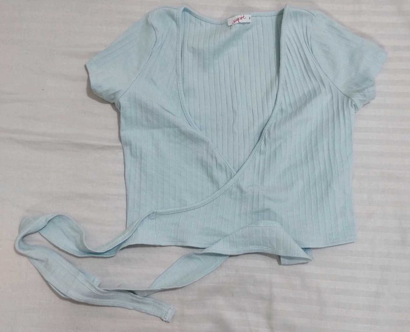 Baby Blue Wrap Top