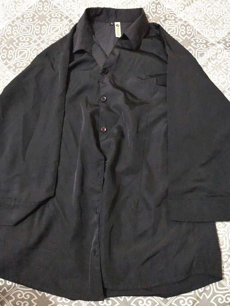 Black Button-Down Shirt
