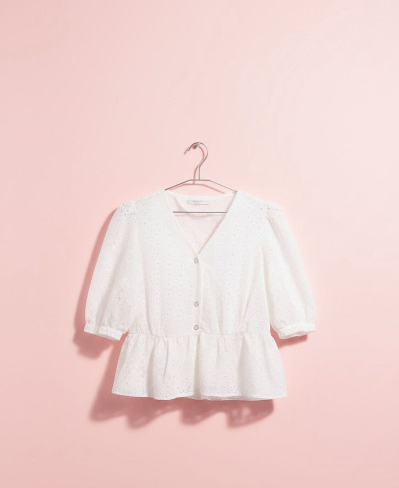 White Peplum Top