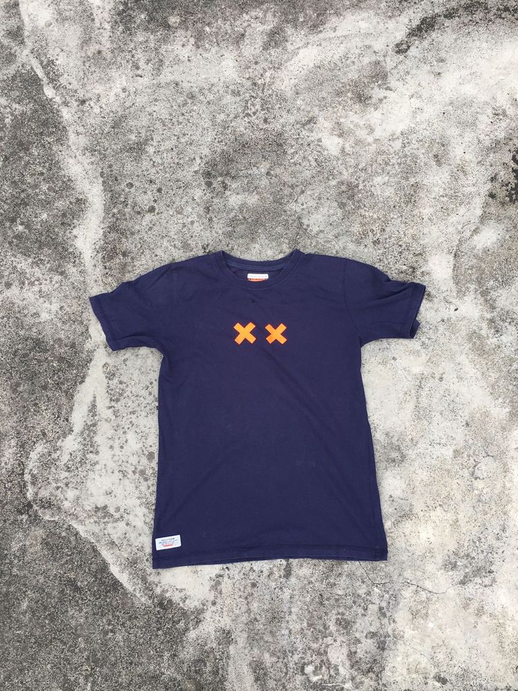 Navy Tee with Orange XX Design And Backprinted