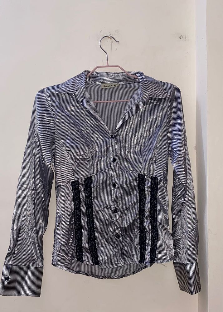 Silky Corpcore Goth Gray Top