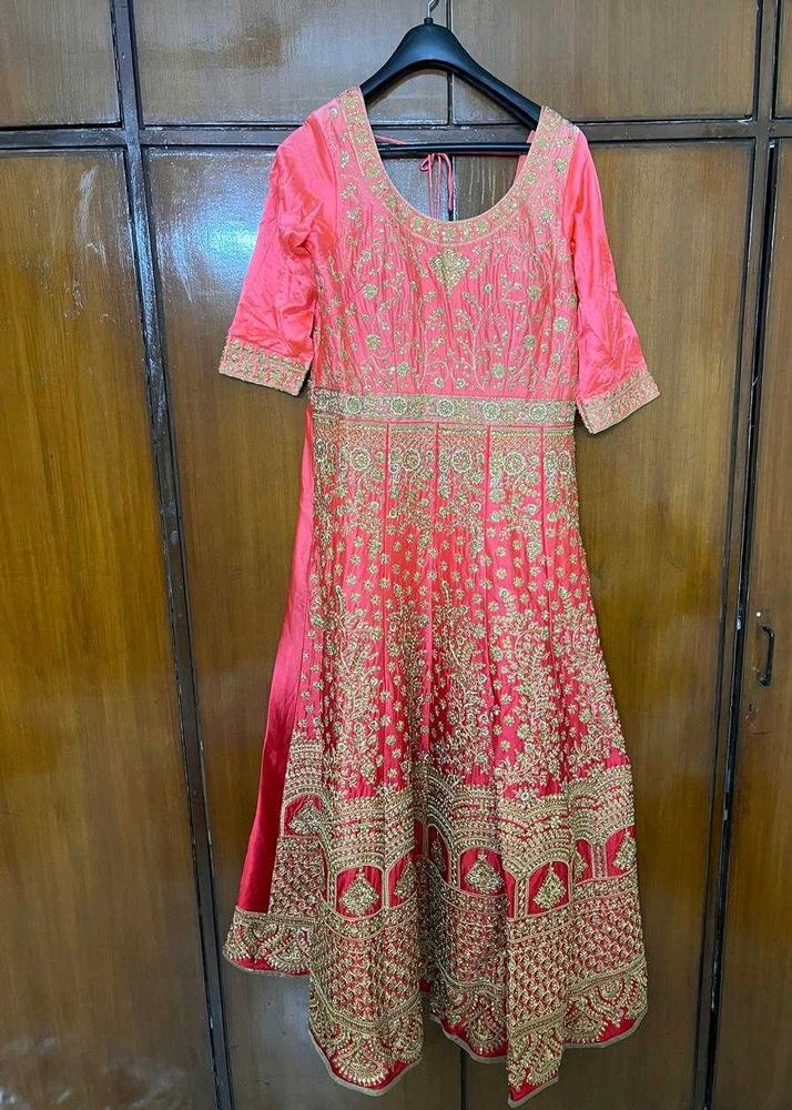 Ombre Floor Length Gown With Heavy Embroidery