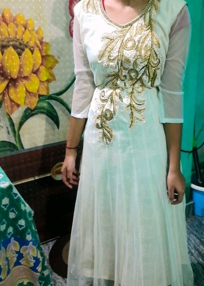 New Off-white Net Gown Anarkali