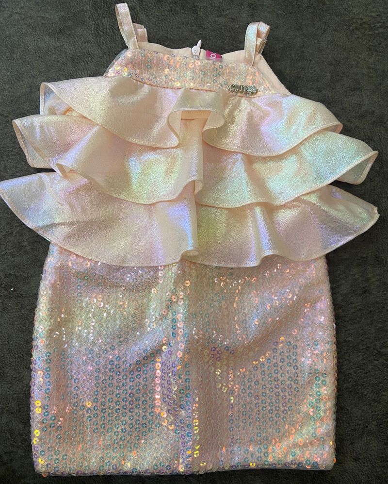 Peach Sequinned Girl’s Dress