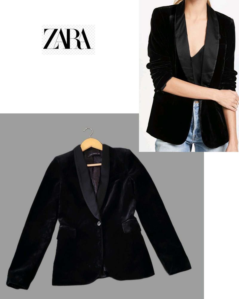 Zara Tuxedo Velvet Collar Blazer