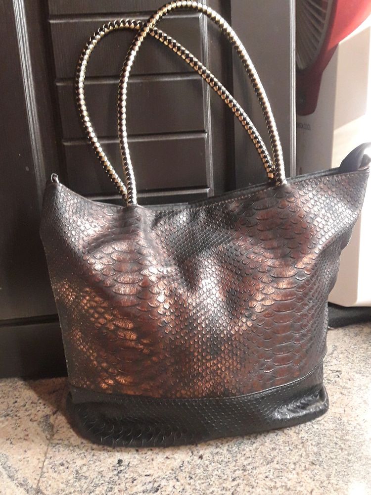 Black And Brown Snake print Handbag