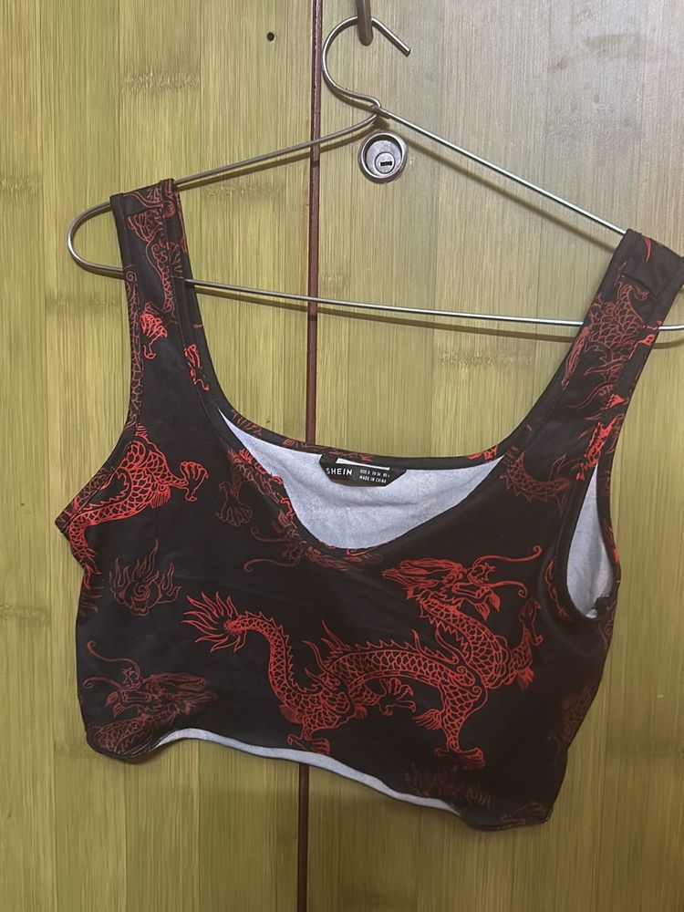 Hot Black Crop Tee
