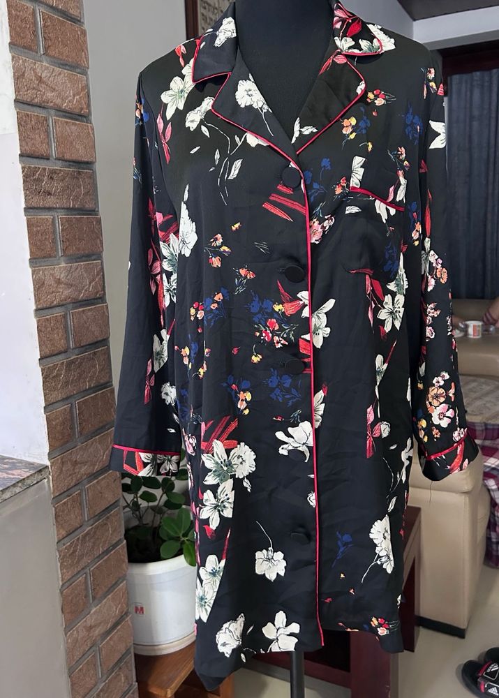 Zara Floral satin long kurta top