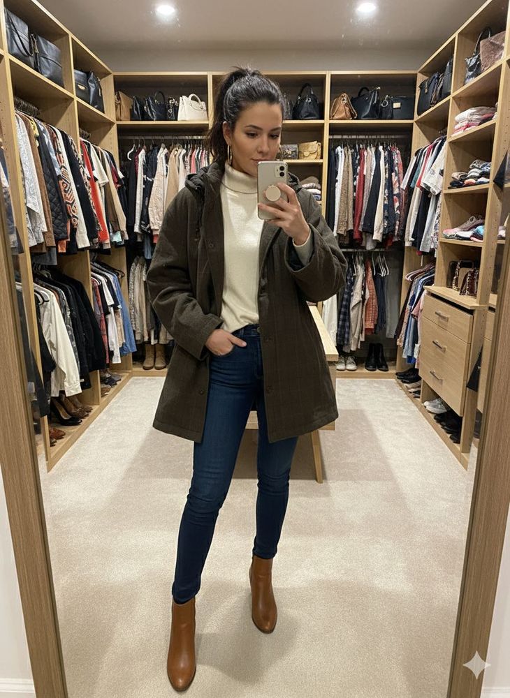 branded winter Olive Plaid Hooded Coat