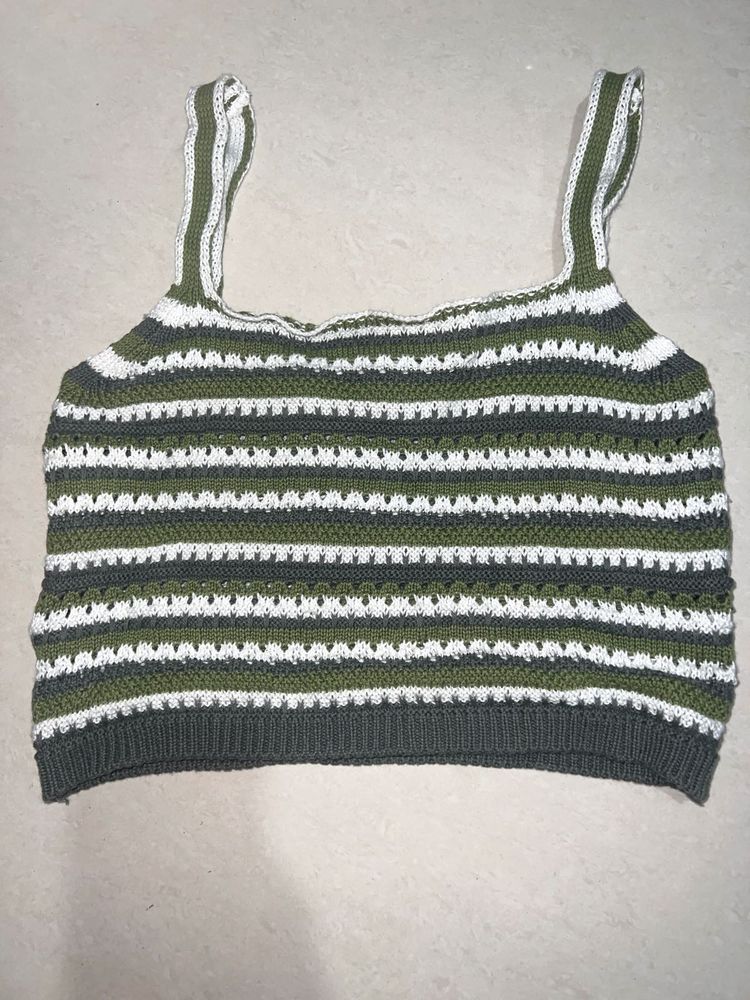 Striped Knit Crop Tank Top