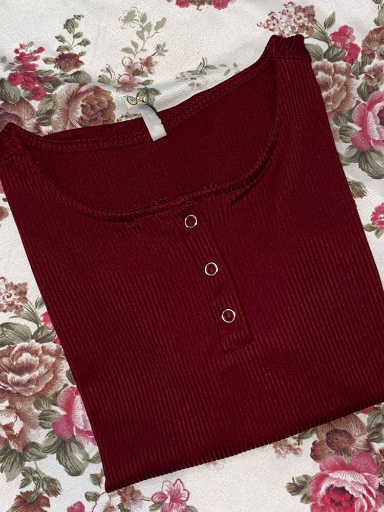 Burgundy Ribbed Top