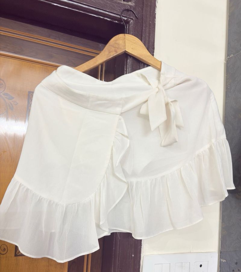 White Ruffle Skort