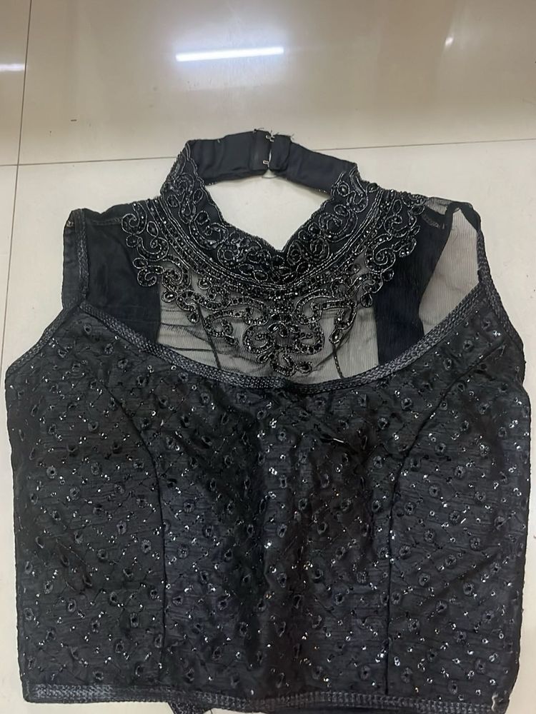 Elegant Black Embellished Blouse