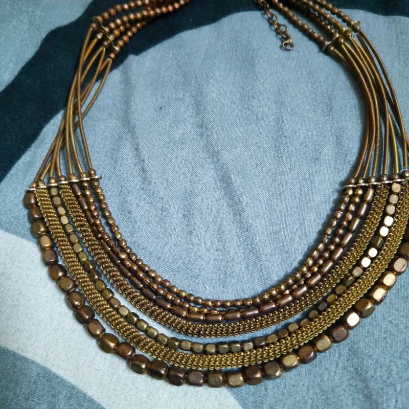 Sanverse Antique Ethnic Oxidised Golden Neckpiece
