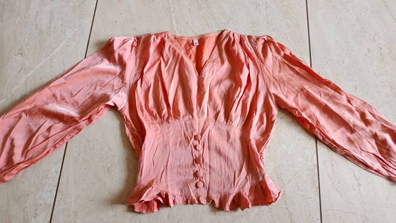 Peach Button-Down Top