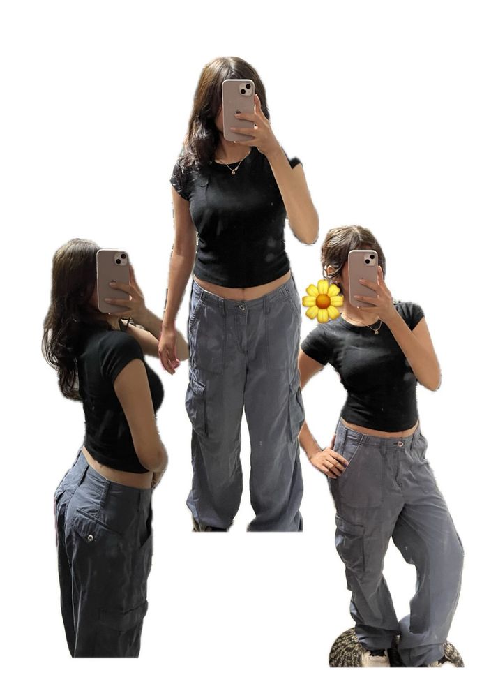 Y2k Grey Dual Tonned Baggy Cargo